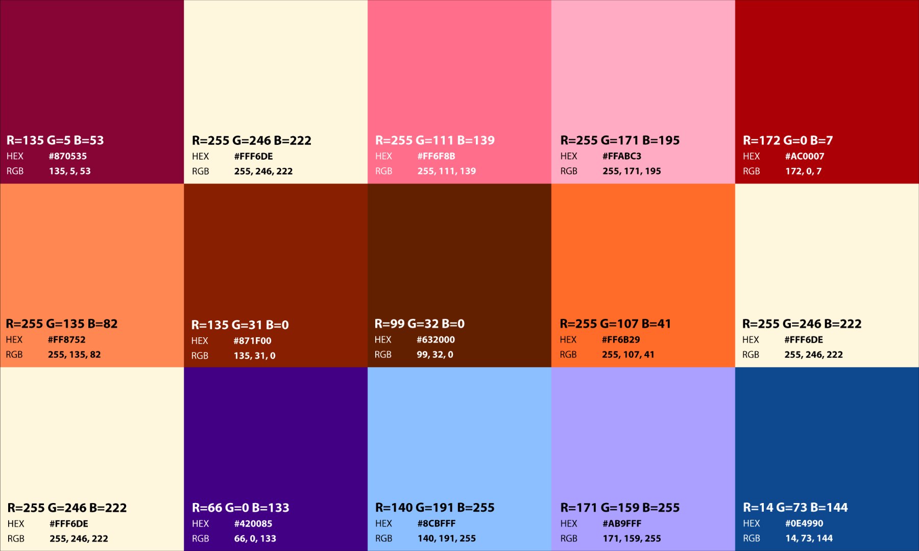 Luma packaging color swatches
