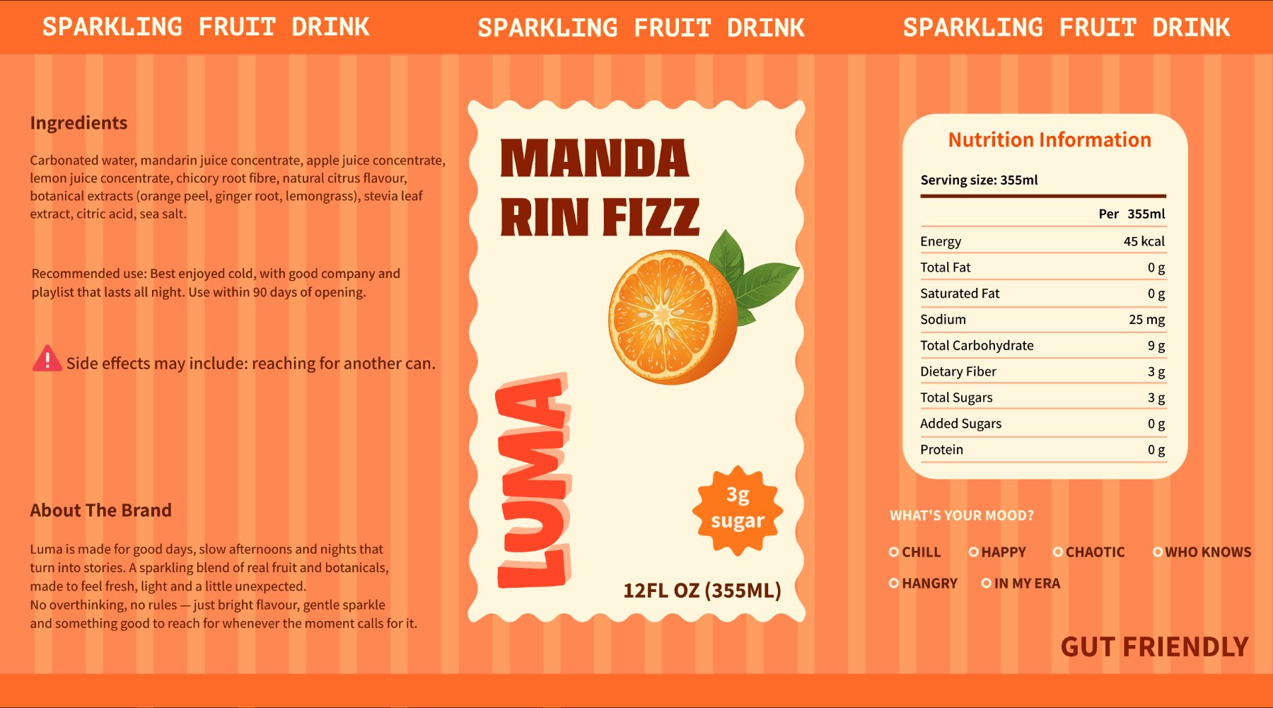 Luma Mandarin Fizz can label design