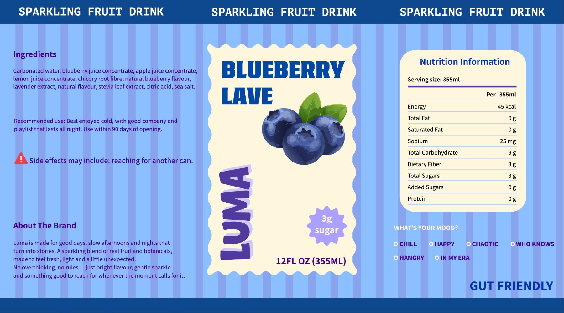 Luma Blueberry Lavender can label design