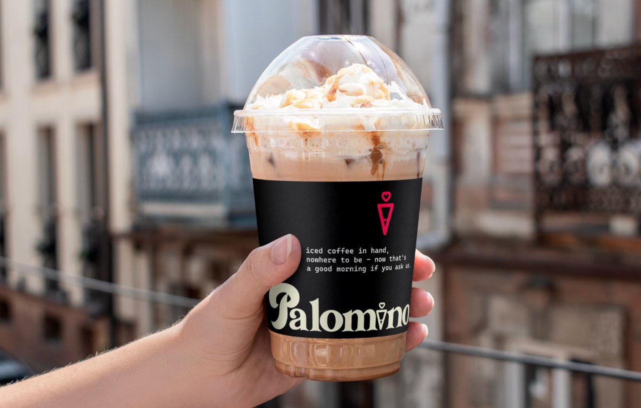 Palomino iced coffee cup branding