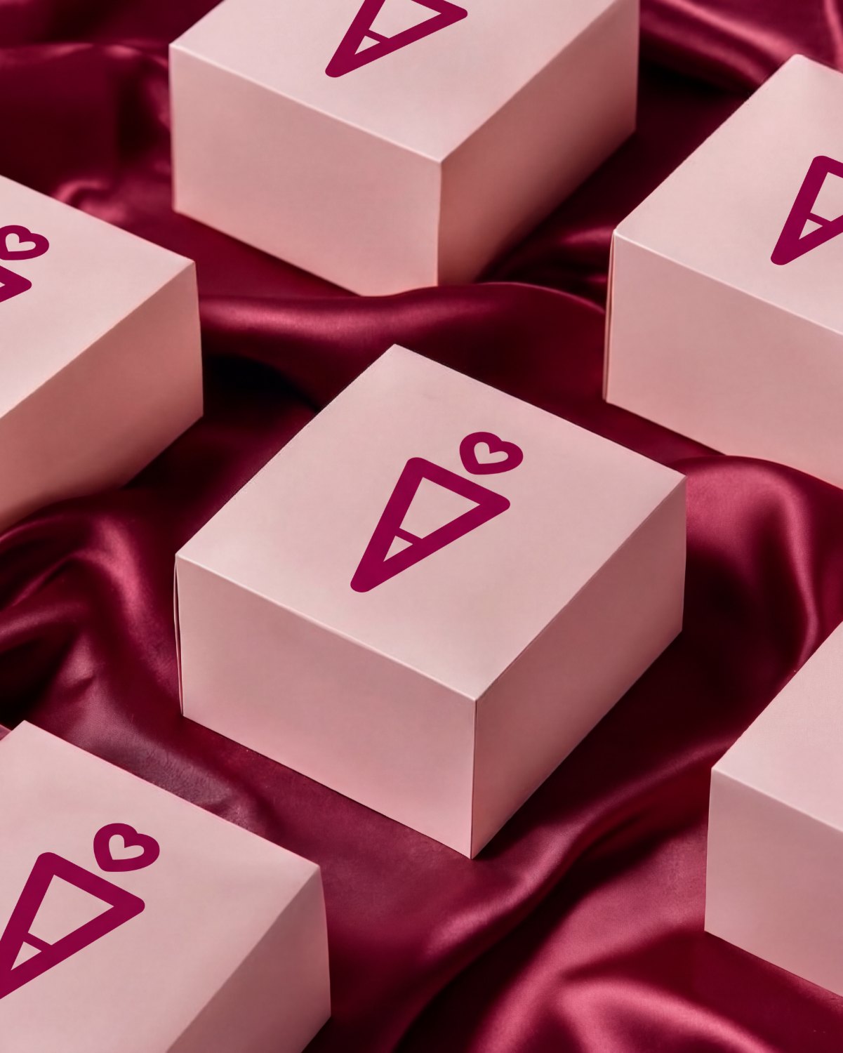 Palomino pink satin gift boxes