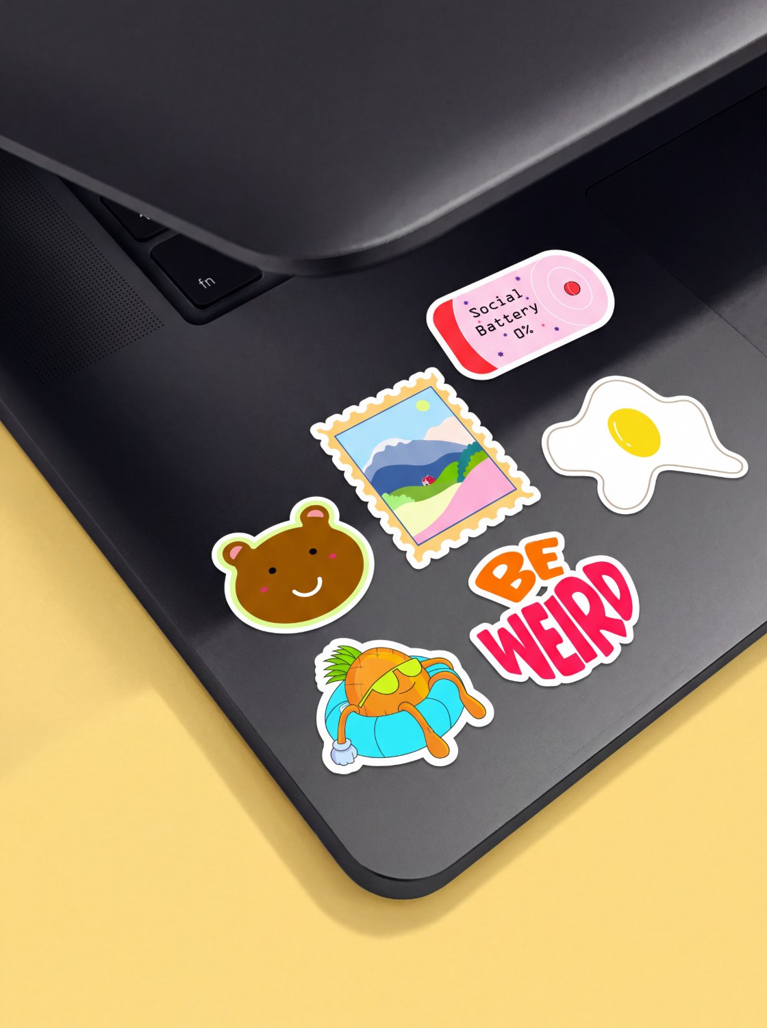 Stickers applied to laptop