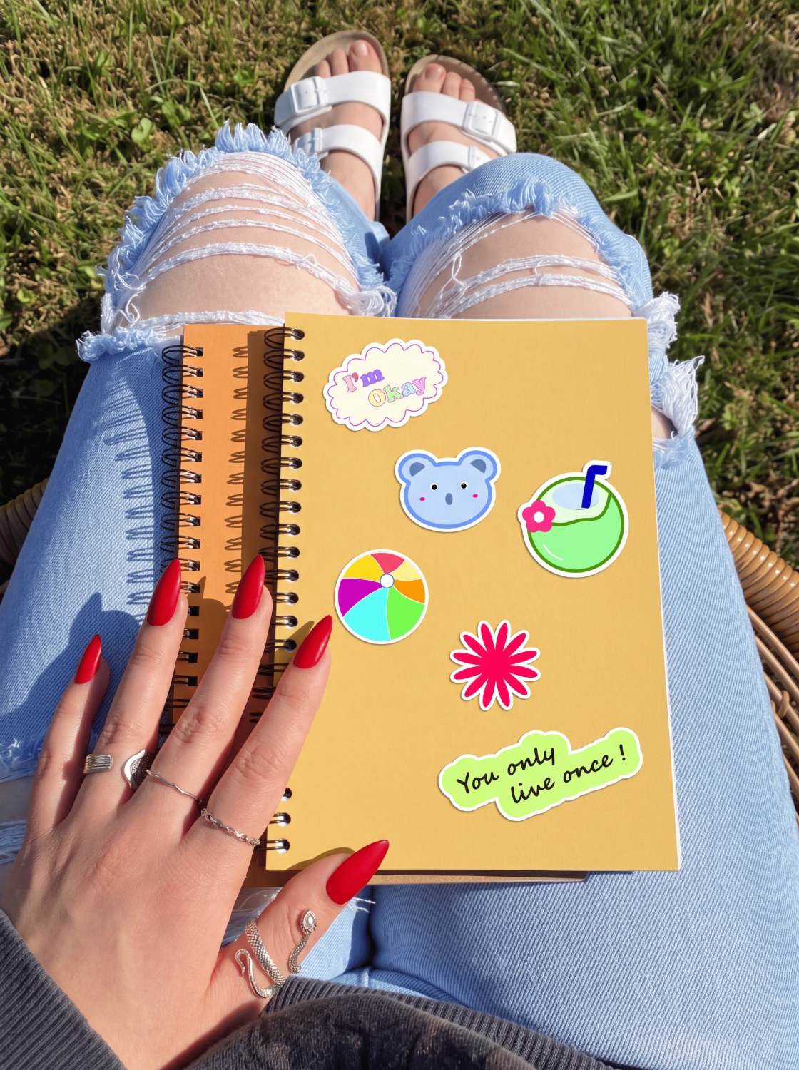 Stickers on notebook