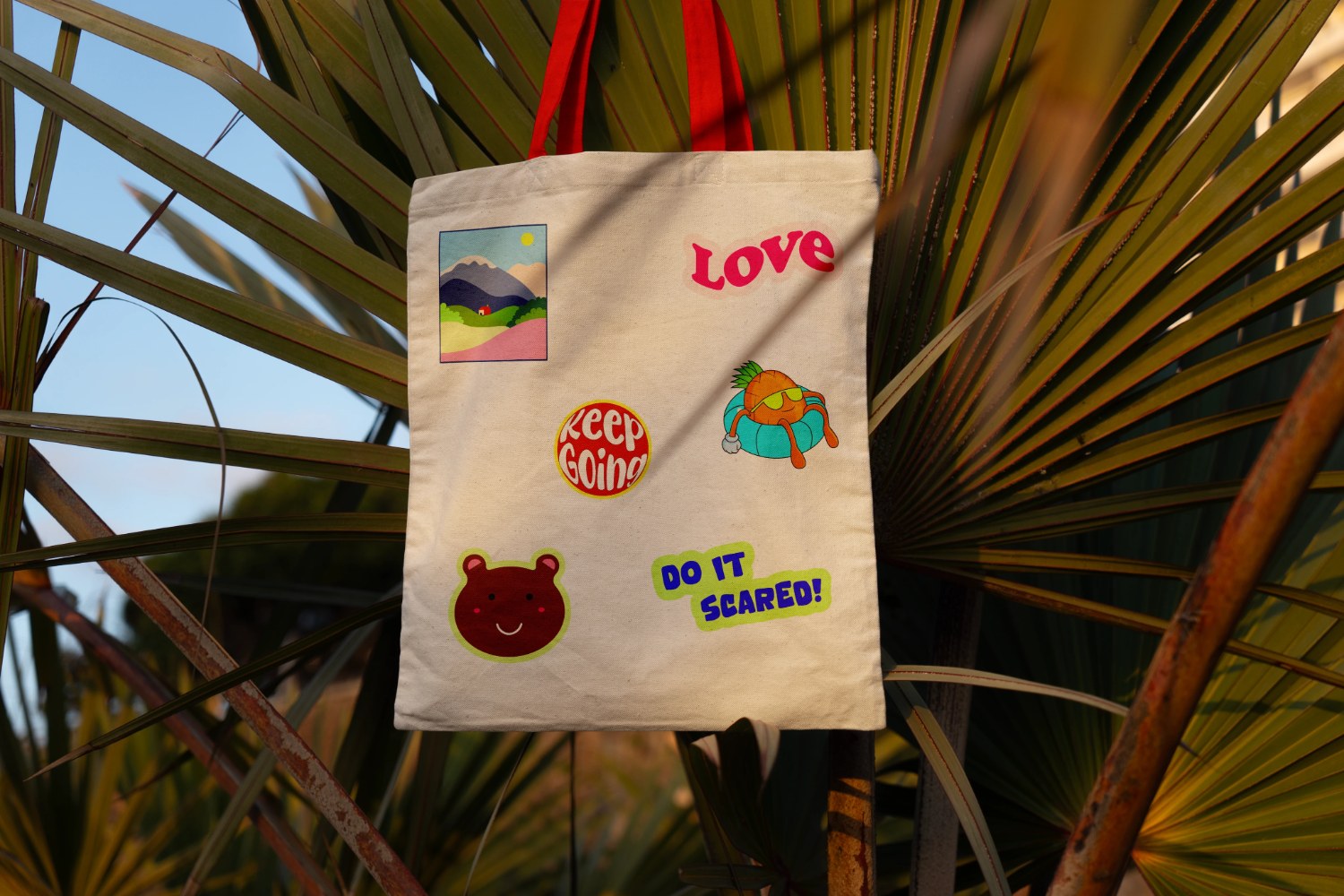 Sticker series tote bag, palm print