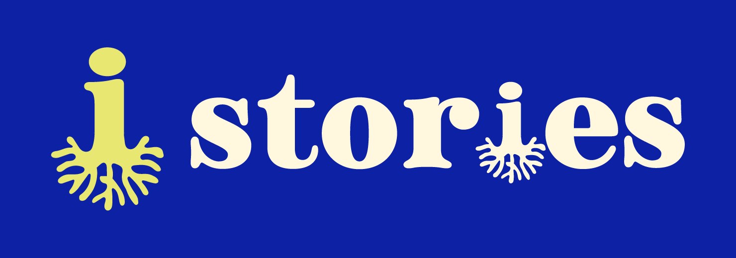 Stories brand wordmark, blue version