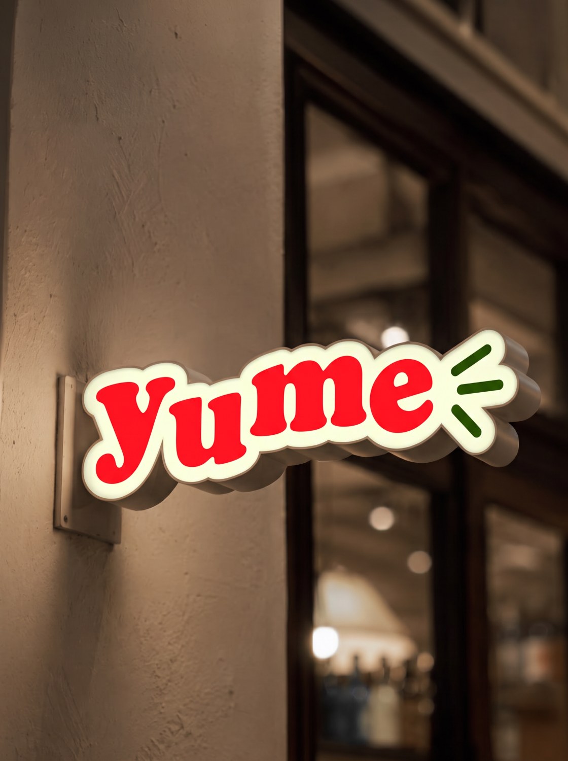 Yume storefront signage design